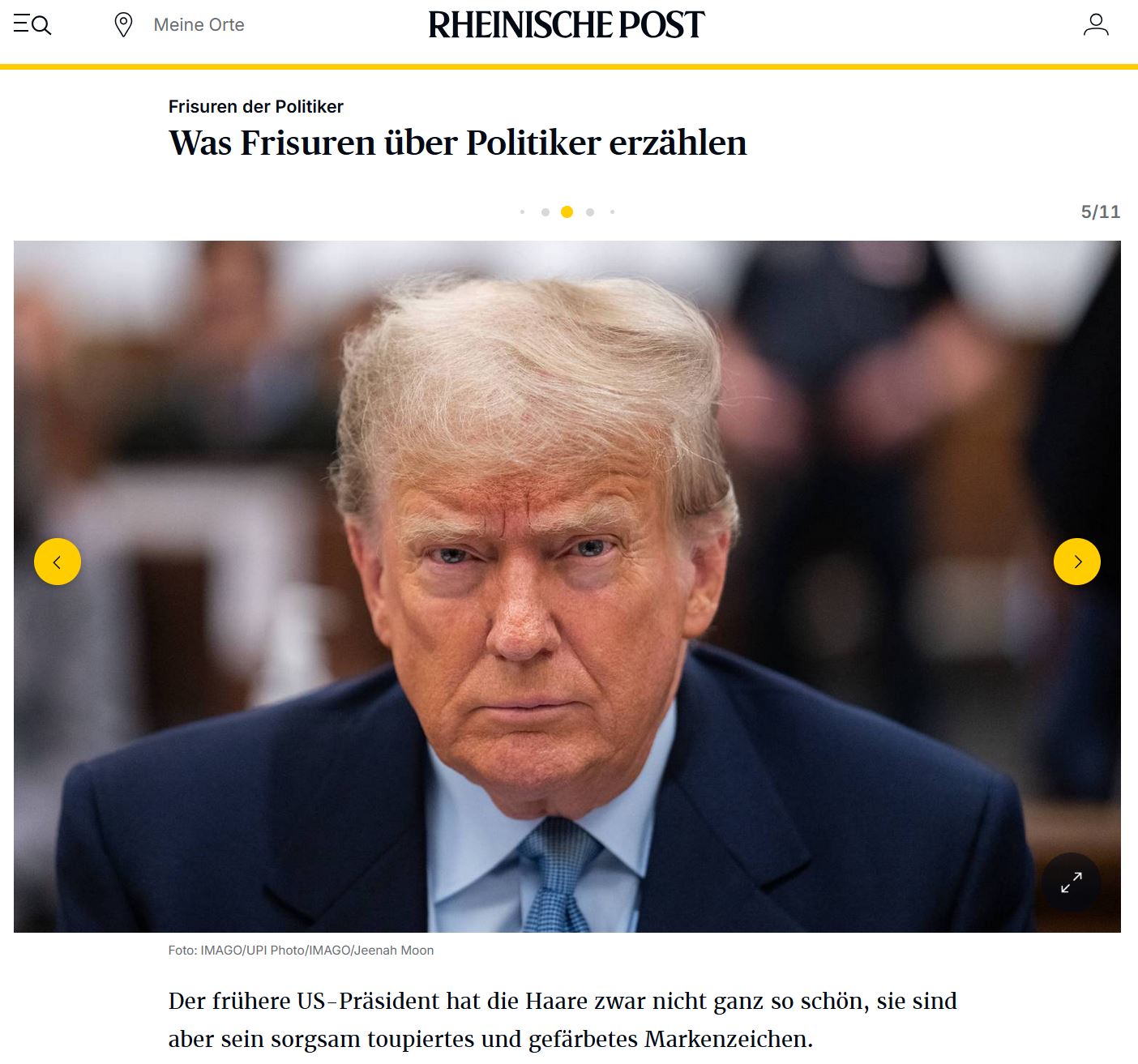 Screenshot Foto: Donald Trump mit seinen fluffigen, mittlerweile weißen Haaren