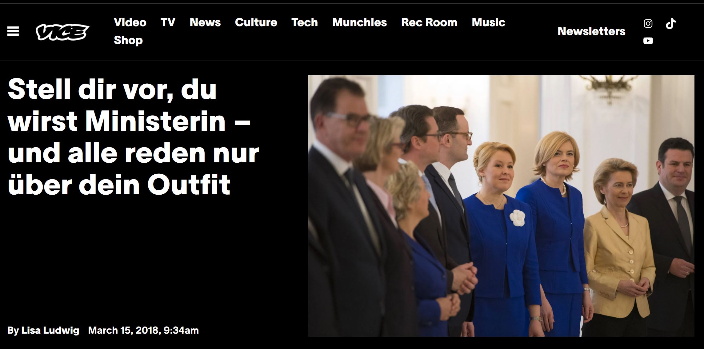 Screenshot Foto: Bei der Vereidigung der Bundesminister und -ministerinnen 2018 tragen Franziska Giffey und Julia Klöckner dieselbe blaue Blazer-Kleid-Kombination