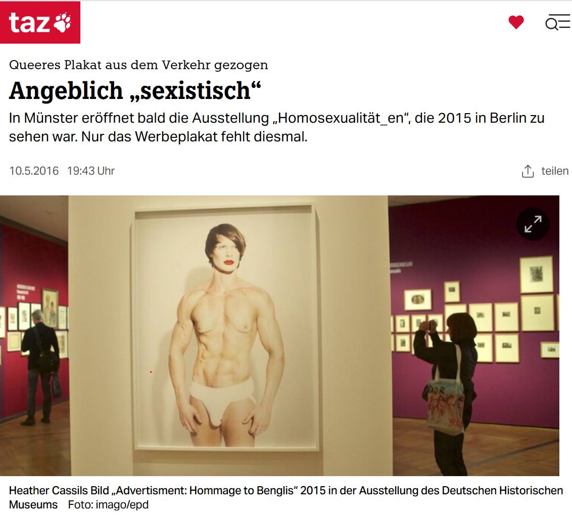 Screenshot taz Foto: Das Foto von Cassils in den Ausstellungsräumen des Deutschen Historischen Museums Berlin